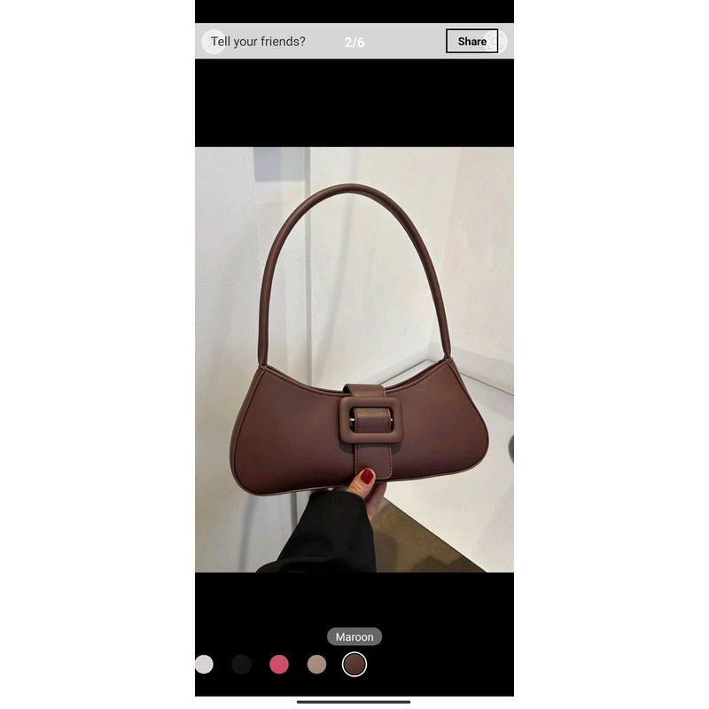 Shein – Minimalist Baguette Bag Medium Buckle Decor Elegant (BROWN)