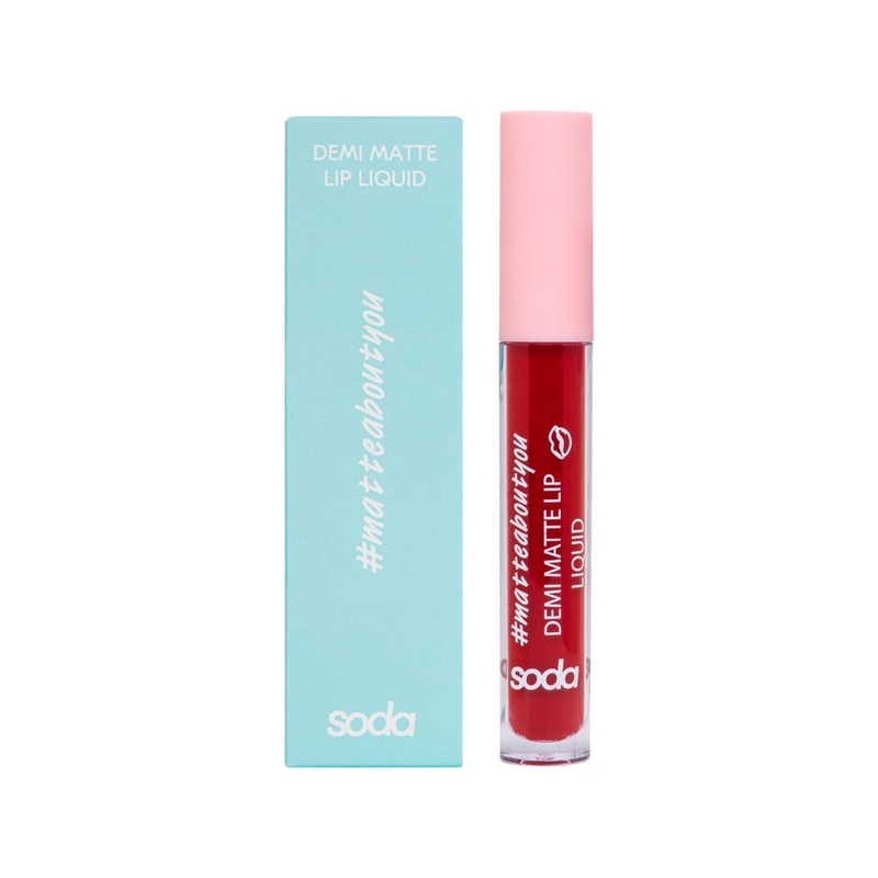 Soda Brand Liquid Lipstick – Demi Matte Finish, Shade 006, Travel-Sized 0.12 fl oz