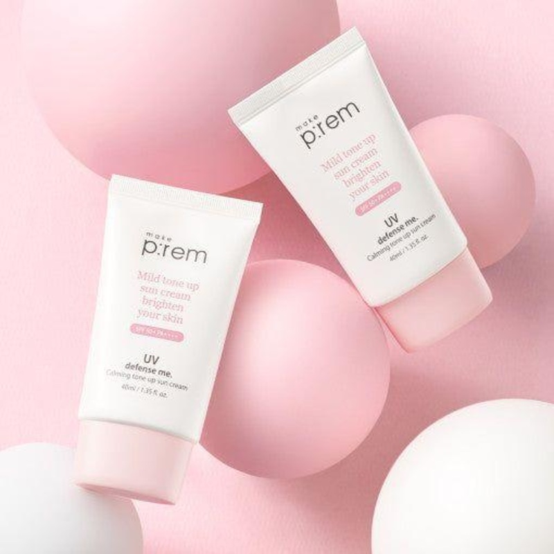 make p:rem UV Defense Me. Calming Tone Up Sun Cream  50ml | SPF50+ PA++++ Mineral Sunscreen with Soothing Bamboo Water