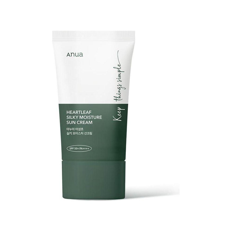Anua Heartleaf Silky Moisture Sunscreen SPF50+ PA++++ (50ml)  Hydrating & Soothing UV Protection