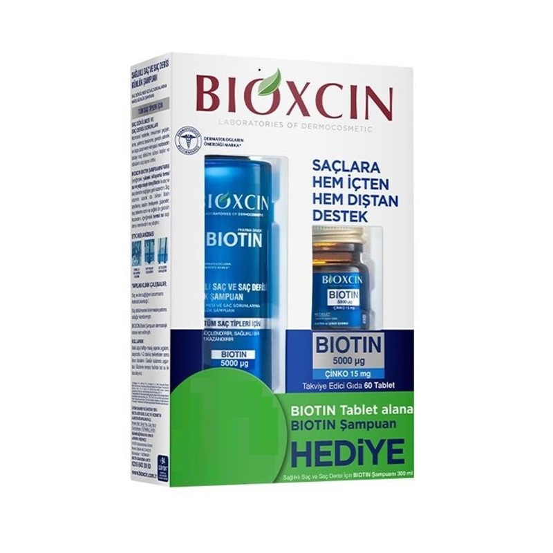 Bioxcin Biotin Supplement Set – 60 Tablets & 300ml Shampoo for Hair Growth, Strength, & Reduced Hair Loss