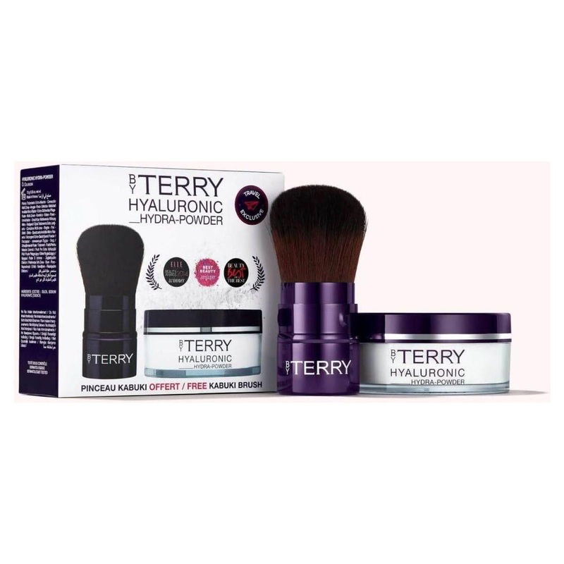 BY TERRY Hyaluronic Hydra Powder Kabuki Set | Flawless Matte Finish with Hydrating Setting Powder & Pro Kabuki Brush