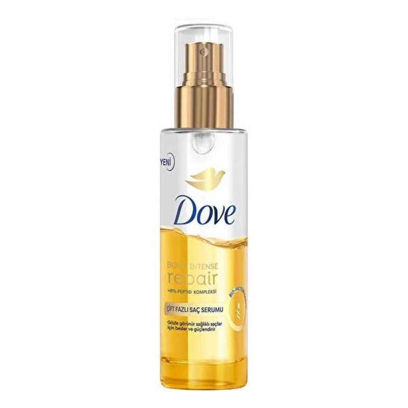 Dove Bond Intense Repair Hair Serum – Reverse 3 Years of Damage, Peptide Complex, Split End Treatment, Frizz Control – 2.71 fl oz