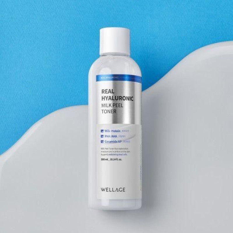 WELLAGE Real Hyaluronic Milk Peel Toner  300ml | Hydrating, Smoothing & Barrier-Strengthening Care