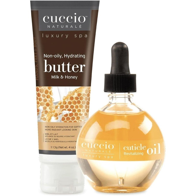 CUCCIO Milk and Honey Hydration Essentials  73ml Cuticle Oil & 120ml Butter | Nourishing Spa-Quality Hydration