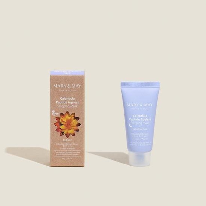 MARY & MAY Vegan Calendula Peptide Ageless Sleeping Mask  30g | Overnight Repair & Hydration for Radiant Skin