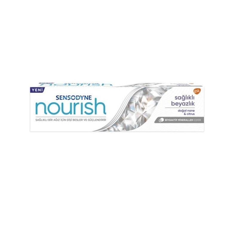 Sensodyne Nourish Toothpaste for Sensitive Teeth, Natural Mint & Citrus, Healthy Whitening – 75ml