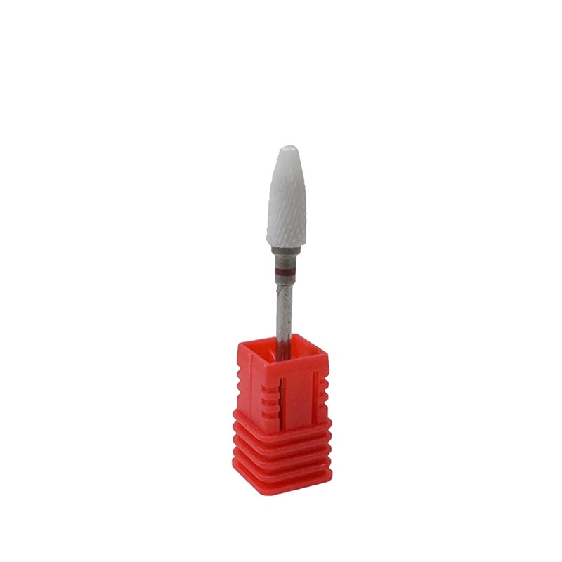Trina Ceramic Nail Drill Bit for Artificial Nail Shaping – Red, 6×14.7mm, Durable & Gentle