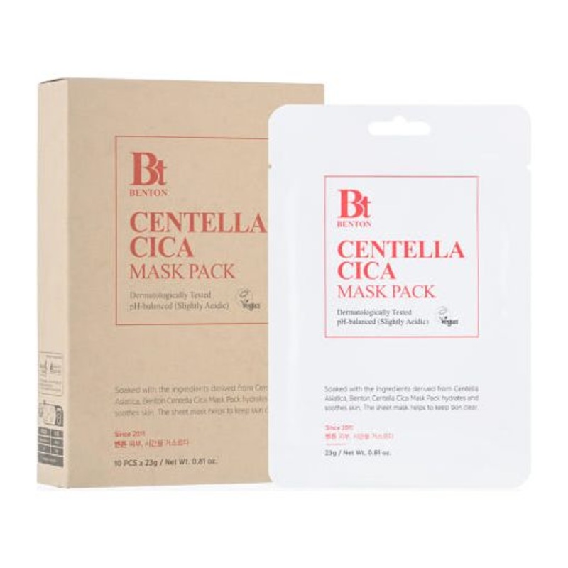 Benton Centella Cica Mask Pack  23g x 10 Sheets | Calming Hydration for Sensitive Skin