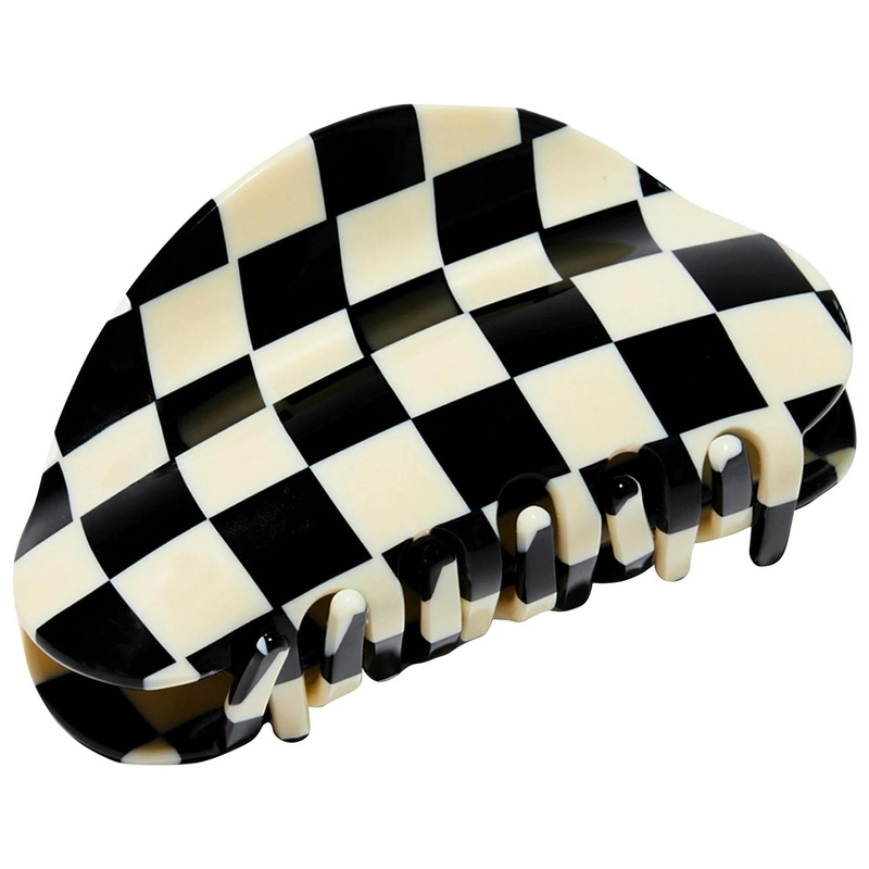 Chunks Medium Checker Hair Claw Clip: Secure Hold, Bold Style, Sustainable Acetate – Black & White Hair Accessories