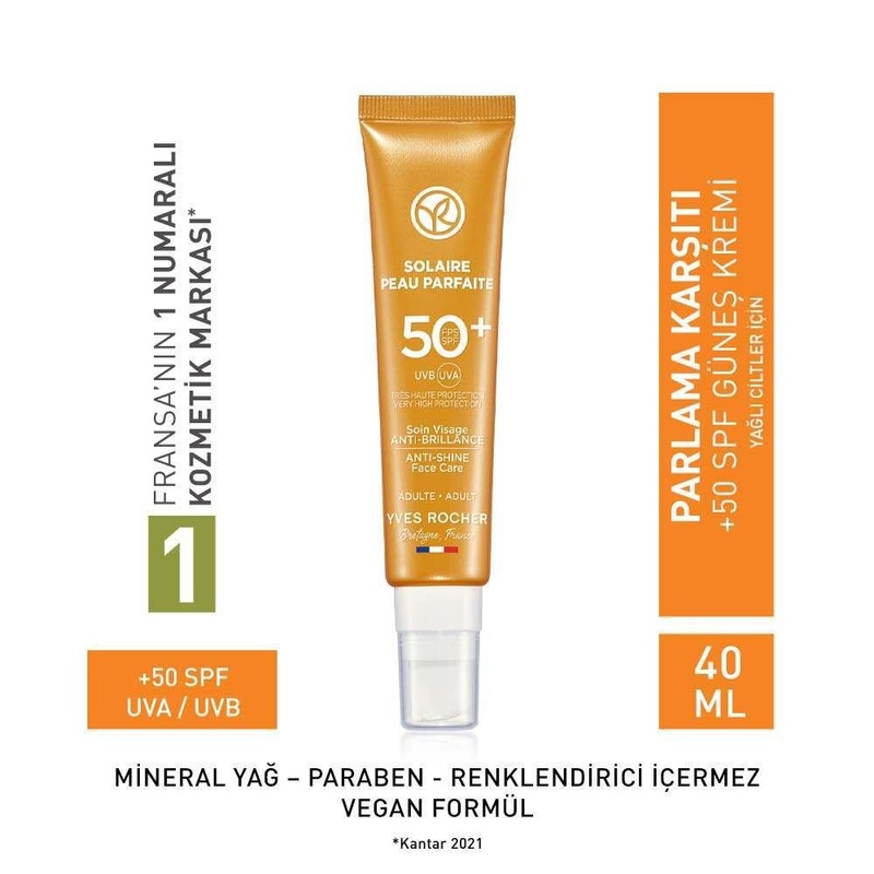 Yves Rocher SPF 50+ Sunscreen – Anti-Aging, Non-Greasy, Dermatologically Tested – Solaire Peau Parfaite