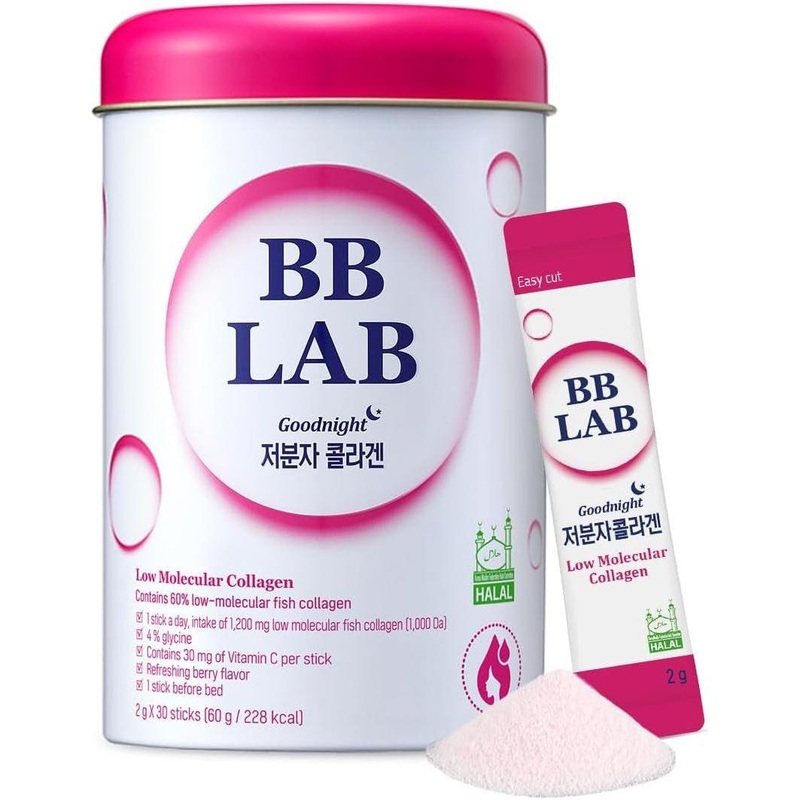 BB LAB Goodnight Low Molecular Collagen  30 Sticks | Nighttime Skin Renewal with Halal-Certified Collagen