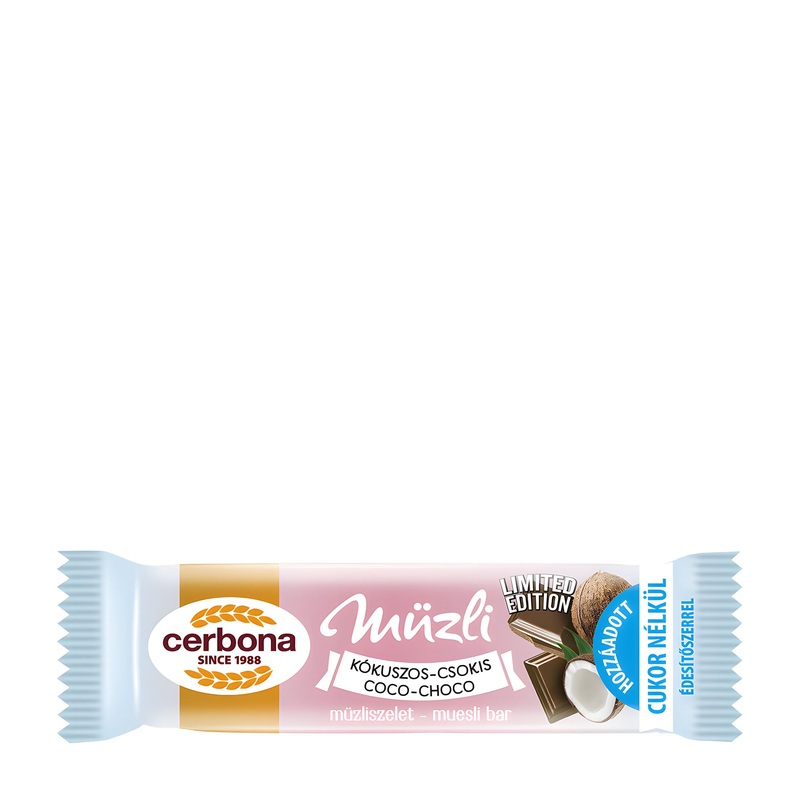 Cerbona Coconut and Chocolate muesli bar no added sugar, 20 g