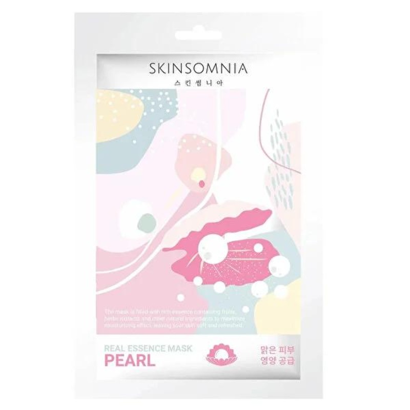 Skinsomnia Pearl Real Essence Sheet Mask: Hydrating, Brightening & Glowing Skin – Non-Sticky Facial Mask for Intense Skin Hydration