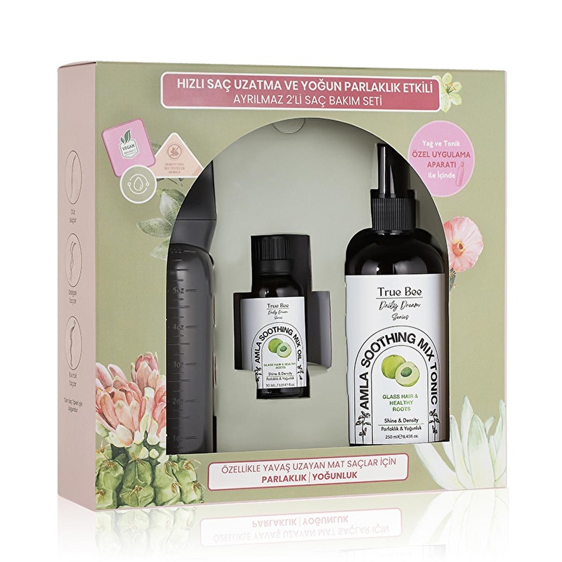 True Bee: Daily Dream Amla Hair Care Set – Strengthens, Shines & Soothes Dry Scalp – Natural Hair Oil & Tonic – Hair Strengthening Treatment