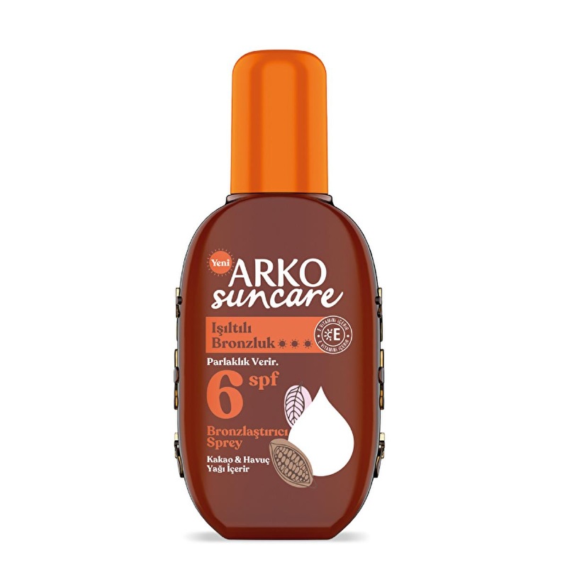 Arko Sun Care SPF6 Bronzing Oil: Radiant, Long-Lasting Tan for Sensitive Skin | Reef Safe Carrot & Cocoa Tanning