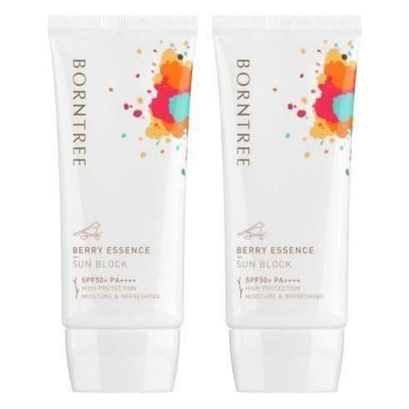 BORNTREE Berry Essence Sun Block SPF50+ PA+++  50ml + 50ml | Antioxidant-Rich Daily Sun Cream with Whitening & Wrinkle Care