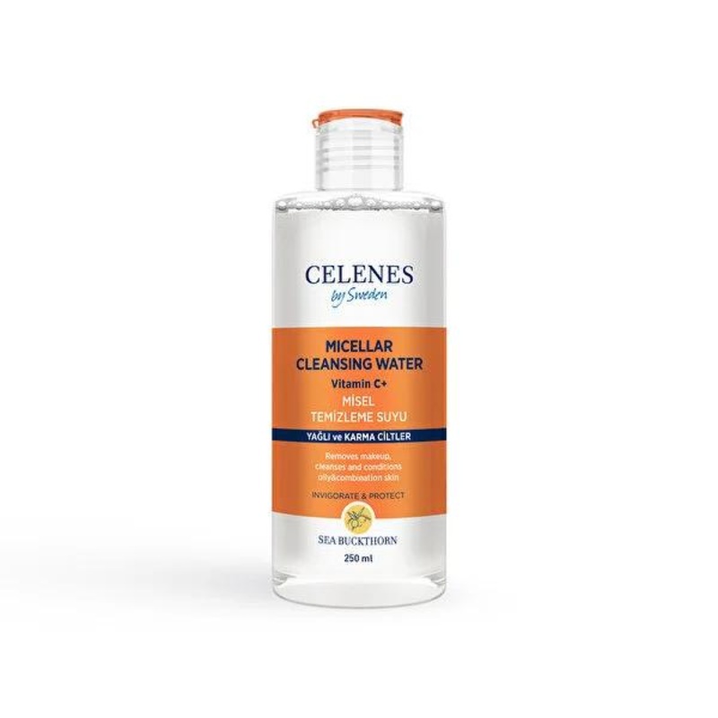 Celenes Sea Buckthorn Micellar Cleansing Water: Gentle Makeup Remover & Face Cleanser for Oily & Combination Skin – Alcohol & Paraben-Free