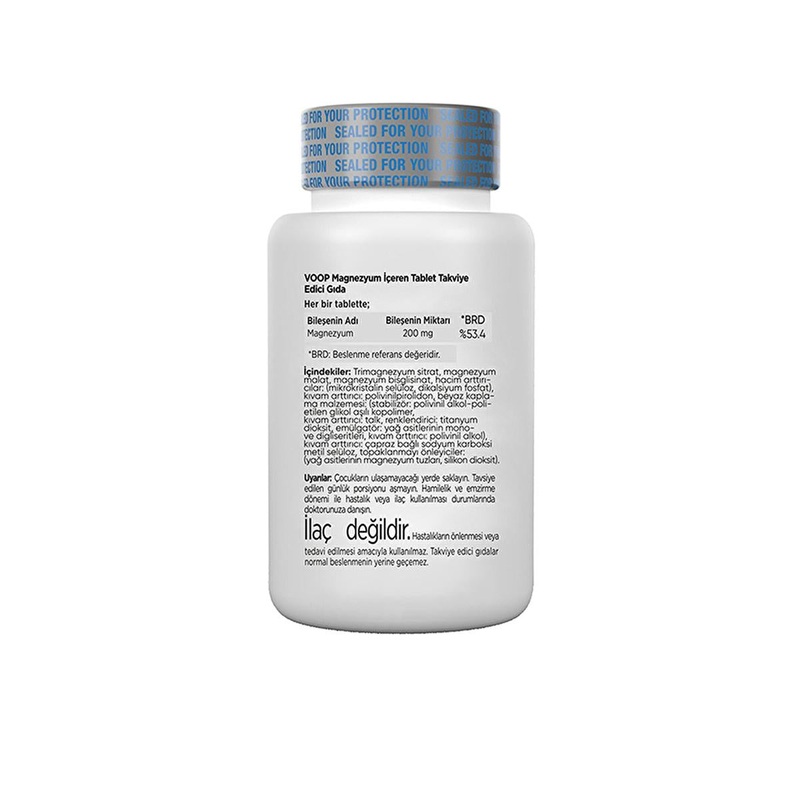 Voop Magnesium Supplement 200mg – Triple Magnesium Complex (Malate, Citrate, Bisglycinate) – 30 Tablets for Enhanced Absorption & Muscle Function